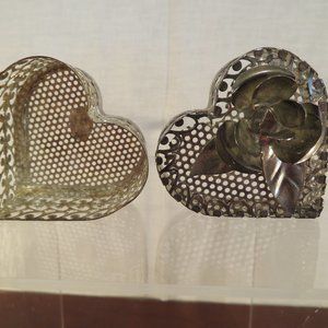 Vintage EP Steel Heart Shape Trinket Box (64J)